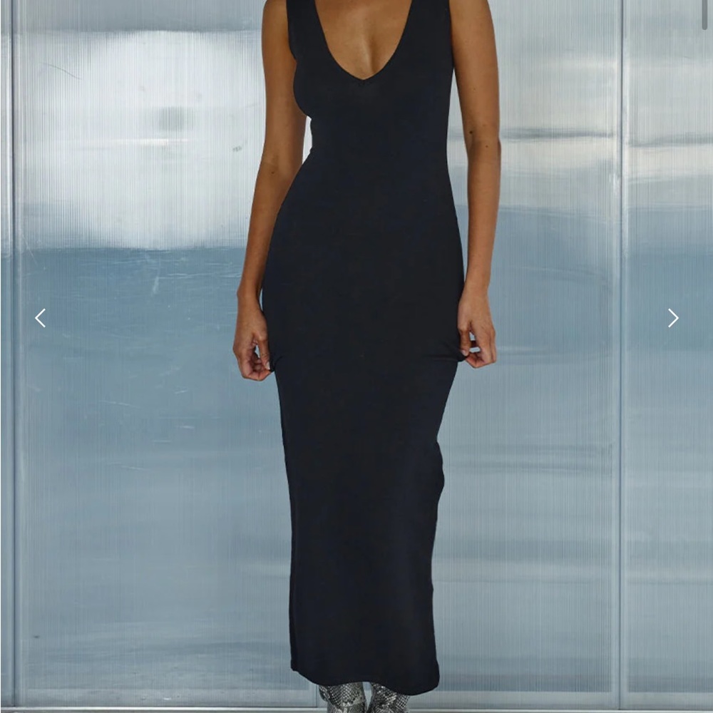 Runaway the label black midi dress